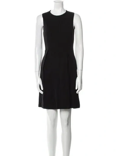 Pre-owned St. John Caviar Crew Neck Long Dress In Black