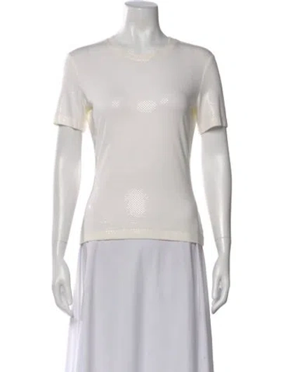 Pre-owned St. John Caviar Crew Neck Short Sleeve T-shirt In White