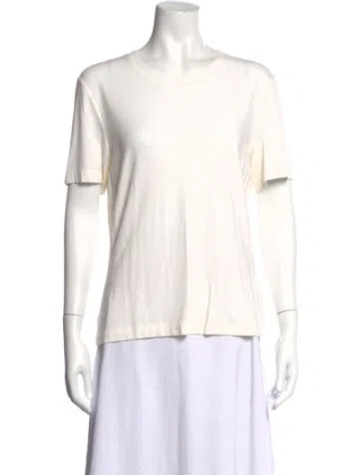 Pre-owned St. John Caviar Crew Neck Short Sleeve T-shirt In White