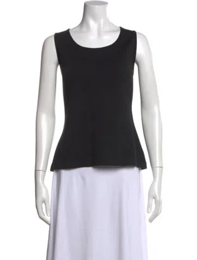 Pre-owned St. John Caviar Crew Neck Sleeveless Top In Black