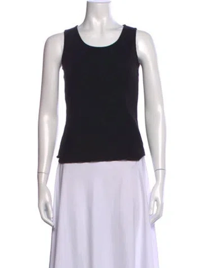 Pre-owned St. John Caviar Crew Neck Sleeveless Top In Black