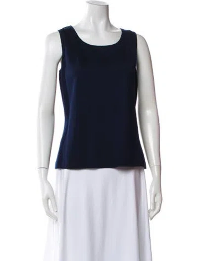 Pre-owned St. John Caviar Crew Neck Sleeveless Top W/ Tags In Blue
