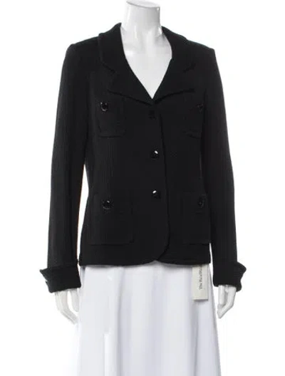 Pre-owned St. John Caviar Denim Jacket In Black