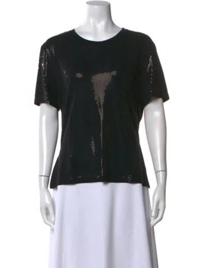 Pre-owned St. John Caviar Graphic Print Crew Neck Top In Black