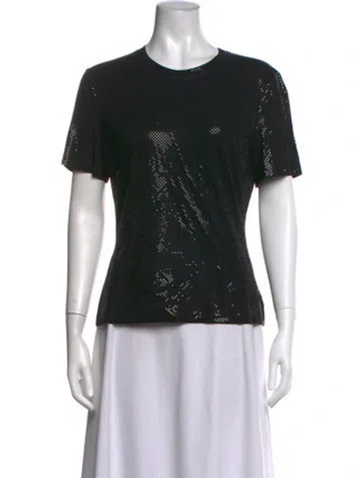 Pre-owned St. John Caviar Graphic Print Crew Neck Top In Black