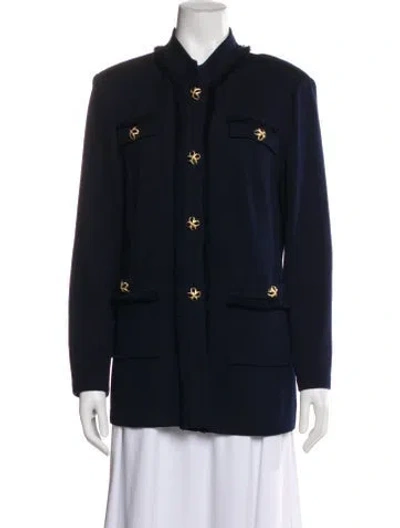 Pre-owned St. John Caviar Jacket In Blue