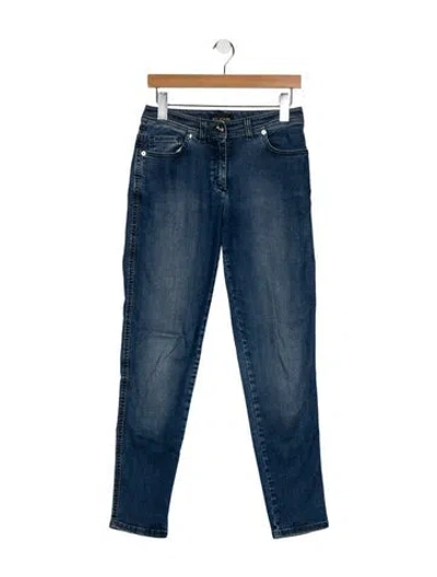 Pre-owned St. John Caviar Mid-rise Skinny Leg Jeans In Blue
