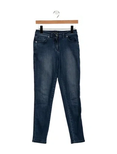 Pre-owned St. John Caviar Mid-rise Skinny Leg Jeans In Blue