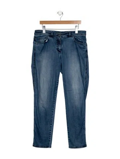 Pre-owned St. John Caviar Mid-rise Straight Leg Jeans In Blue