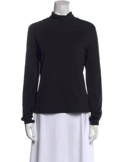 Pre-owned St. John Caviar Nylon Mock Neck Sweatshirt In Black