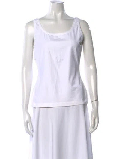 Pre-owned St. John Caviar Nylon Scoop Neck Top In White