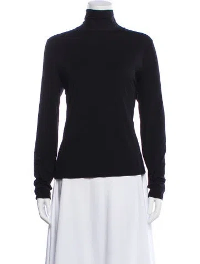 Pre-owned St. John Caviar Nylon Turtleneck Top In Black
