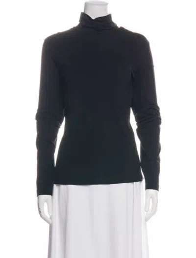 Pre-owned St. John Caviar Nylon Turtleneck Top In Black