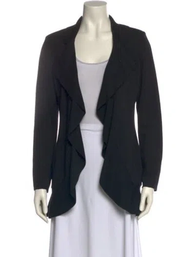 Pre-owned St. John Caviar Open Front Sweater In Black