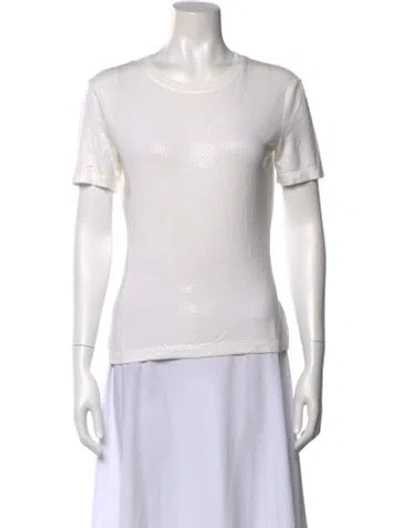 Pre-owned St. John Caviar Patterned Crew Neck T-shirt In White