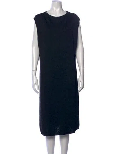 Pre-owned St. John Caviar Patterned Knee-length Dress In Black