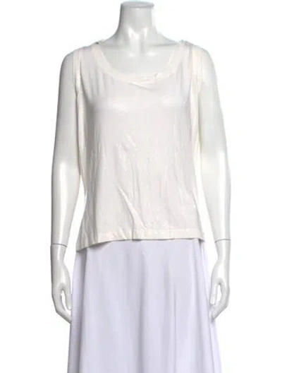 Pre-owned St. John Caviar Patterned Scoop Neck Top In Neutrals