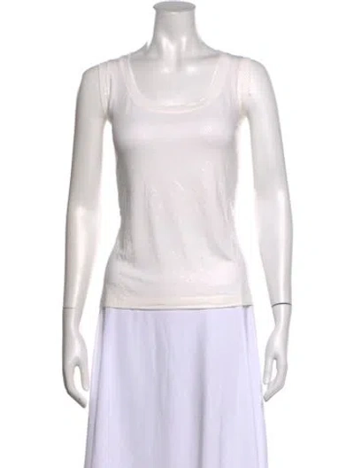 Pre-owned St. John Caviar Patterned Scoop Neck Top In Neutrals
