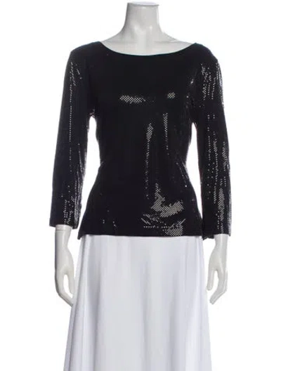 Pre-owned St. John Caviar Printed Crew Neck Top In Multi