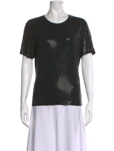 Pre-owned St. John Caviar Printed Crew Neck T-shirt In Black