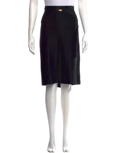 Pre-owned St. John Caviar Ruffle Embellishment Knee-length Skirt In Black