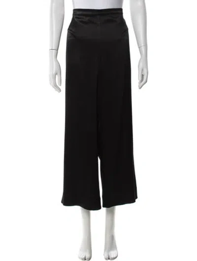 Pre-owned St. John Caviar Satin Wide Leg Pants In Black