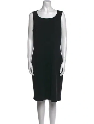Pre-owned St. John Caviar Scoop Neck Knee-length Dress In Black