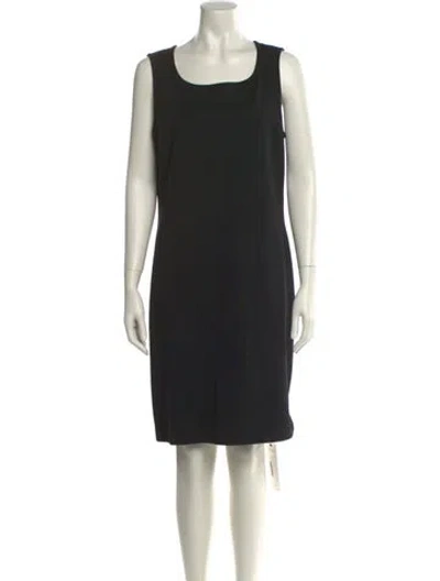 Pre-owned St. John Caviar Scoop Neck Knee-length Dress In Black