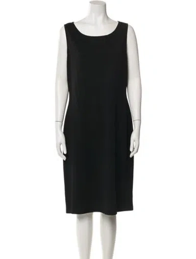 Pre-owned St. John Caviar Scoop Neck Knee-length Dress In Black