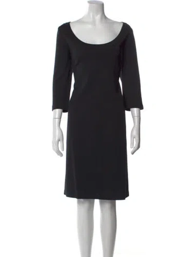Pre-owned St. John Caviar Scoop Neck Knee-length Dress In Black