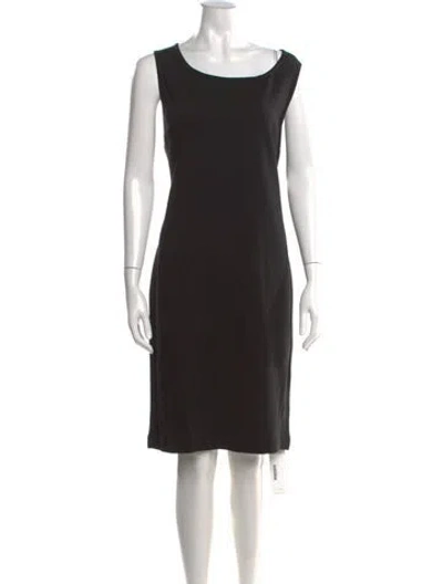 Pre-owned St. John Caviar Scoop Neck Knee-length Dress In Black