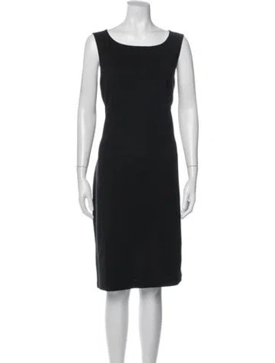 Pre-owned St. John Caviar Scoop Neck Knee-length Dress In Black