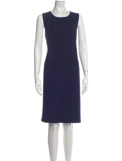 Pre-owned St. John Caviar Scoop Neck Knee-length Dress In Blue