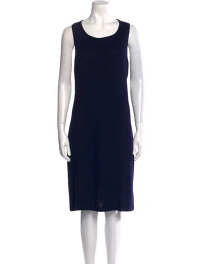 Pre-owned St. John Caviar Scoop Neck Midi Length Dress In Black