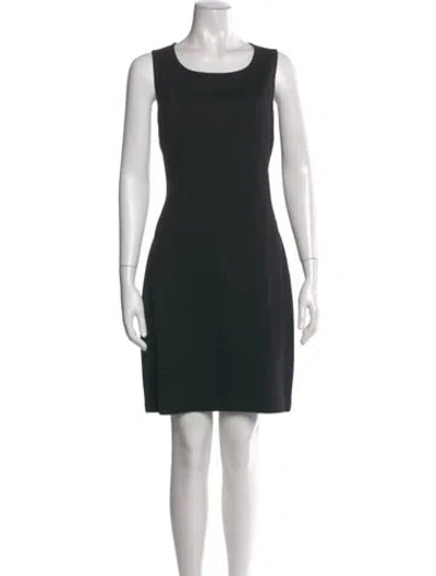 Pre-owned St. John Caviar Scoop Neck Mini Dress In Black