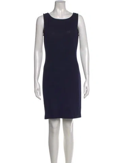 Pre-owned St. John Caviar Scoop Neck Mini Dress In Blue