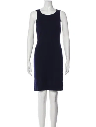 Pre-owned St. John Caviar Scoop Neck Mini Dress In Blue