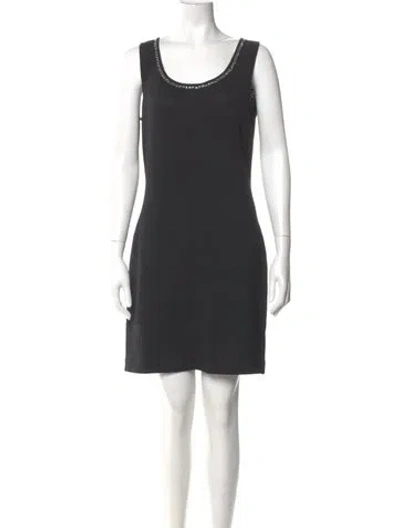 Pre-owned St. John Caviar Scoop Neck Mini Dress In Gray