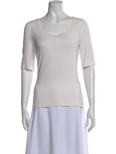 Pre-owned St. John Caviar Scoop Neck Short Sleeve Top In Gray