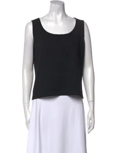Pre-owned St. John Caviar Scoop Neck Sleeveless Crop Top In Black