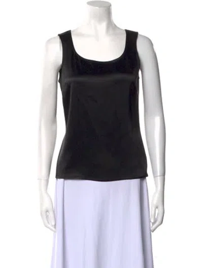 Pre-owned St. John Caviar Scoop Neck Sleeveless Top In Black