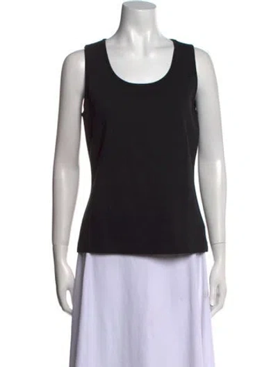 Pre-owned St. John Caviar Scoop Neck Sleeveless Top In Black