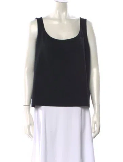 Pre-owned St. John Caviar Scoop Neck Sleeveless Top In Black