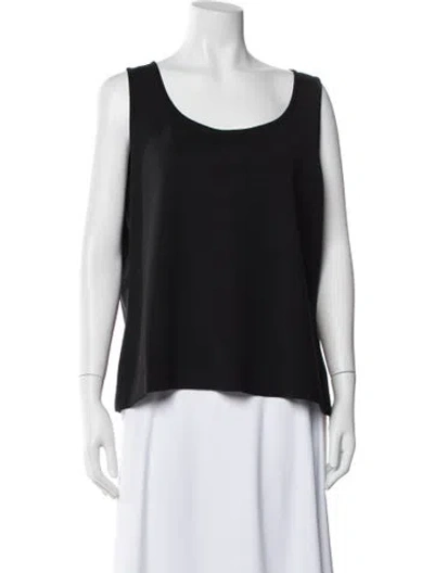 Pre-owned St. John Caviar Scoop Neck Sleeveless Top In Black