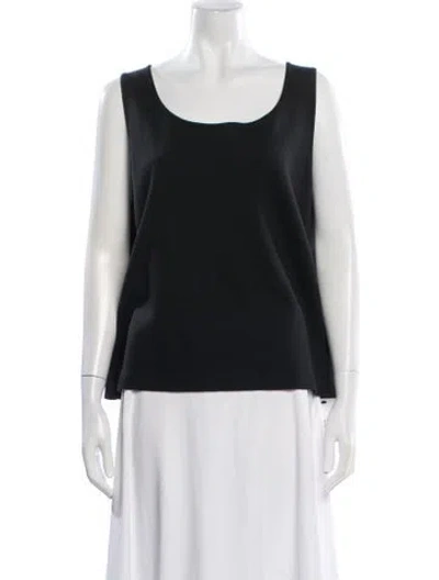 Pre-owned St. John Caviar Scoop Neck Sleeveless Top In Black