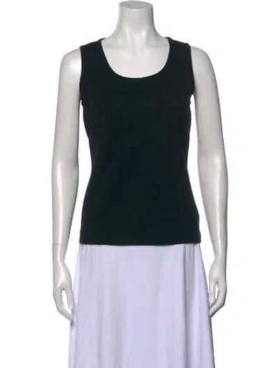 Pre-owned St. John Caviar Scoop Neck Sleeveless Top In Black