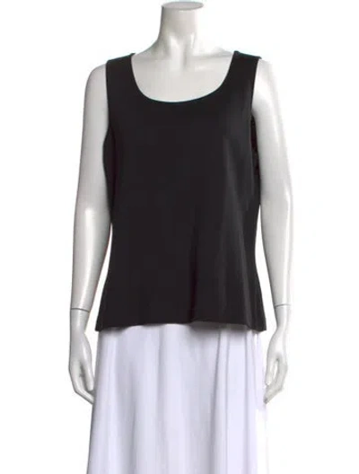 Pre-owned St. John Caviar Scoop Neck Sleeveless Top In Black