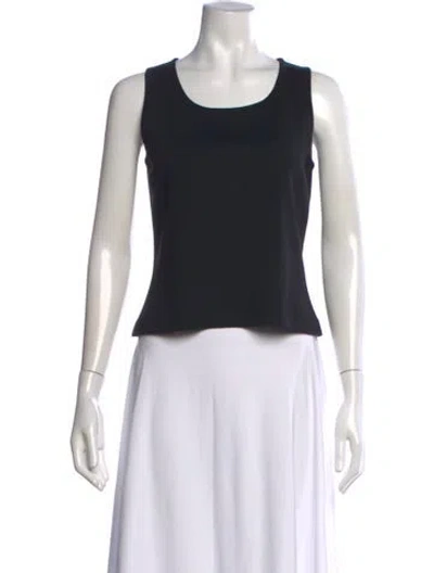 Pre-owned St. John Caviar Scoop Neck Sleeveless Top In Black
