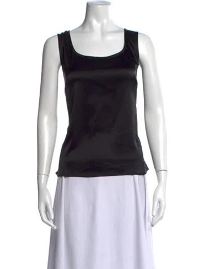Pre-owned St. John Caviar Scoop Neck Sleeveless Top In Black