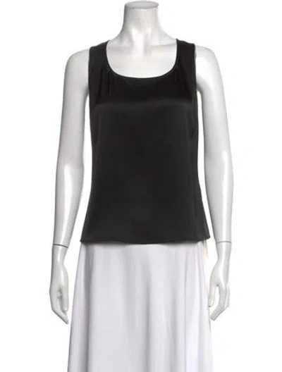 Pre-owned St. John Caviar Scoop Neck Sleeveless Top In Black